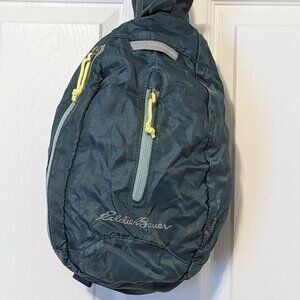 Eddie Bauer Dark Teal Crossbody Sling Bag with Yellow Accents